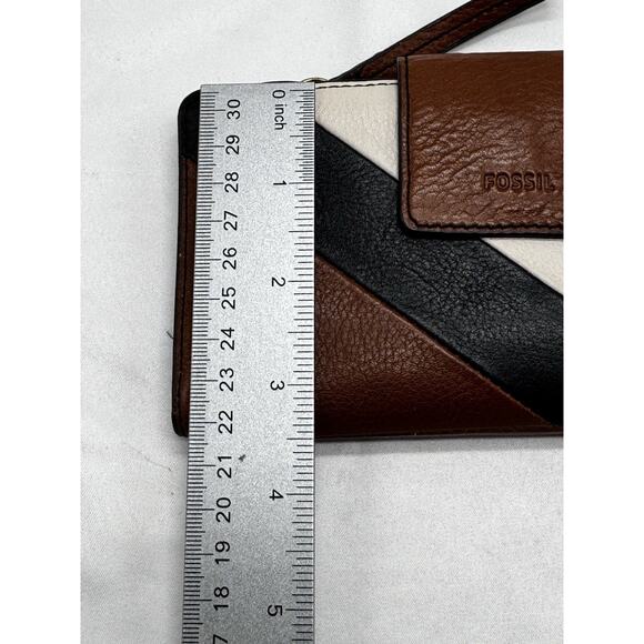 FOSSIL Fiona Color-Block Patchwork Leather Large Crossbody Bag And Wallet Set - Picture 15 of 16